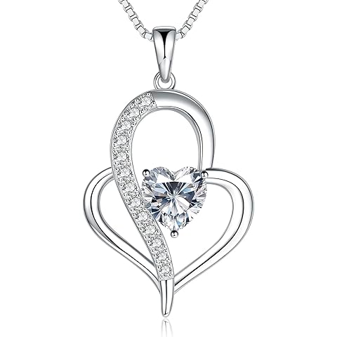 LOIPURI Moissanite Heart Necklace for Women, 925 Sterling Silver Heart Necklace, 2CT D Color VVS1 Lab-Created Moissanite Jewelry, Ideal Anniversary Birthday Gift for Wife Mom Girlfriend Daughters