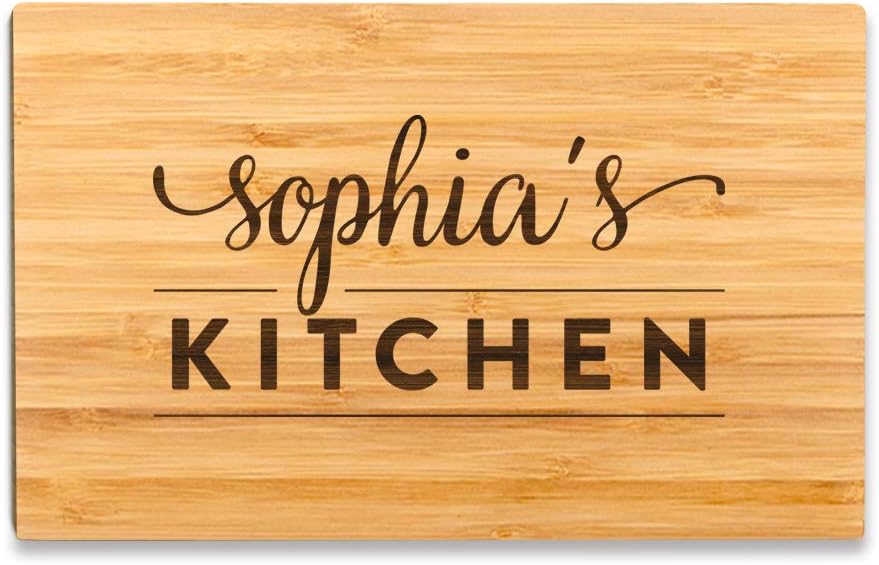 Andaz Press Personalized Laser Engraved Small Bamboo Wood Cutting Board, 9.5 X 6-Inch Your Kitchen 1-Pack, Grandma Mothers Day Birthday Custom Cutting Boards For Kitchen Cooking Gifts For Mom