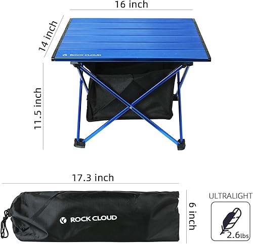 Vista 90 de Rock Cloud Mesa de camping portátil de aluminio ultraligera, plegable, mesa de playa para campamento, senderismo, mochileros, picnic al aire libre