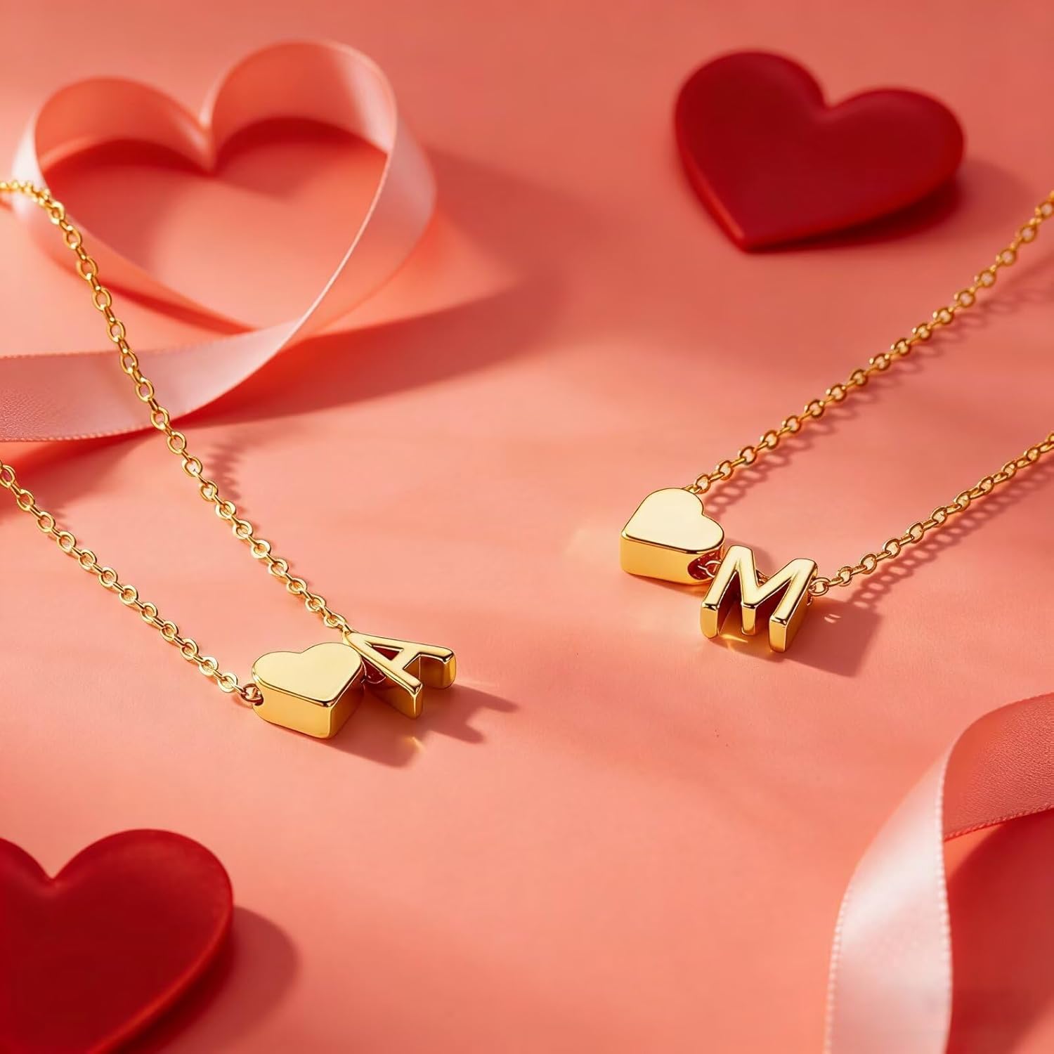 M MOOHAM Valentines Day Gifts for Kids Teen Girls -14K-Gold-Plated Heart Initial A-Z Bracelets for Women Girl Dainty Gold Bracelets Birthday Valentines Gifts for Women Her Teenage Girls Kid Teen Gift - Image 5