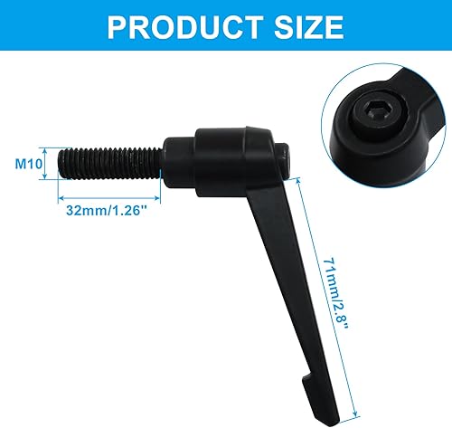 Vista 22 de 2 manijas de palanca de sujeción ajustables M8 x 3.150 in de rosca macho, manijas ajustables con botón de palanca de trinquete, manijas de tornillo