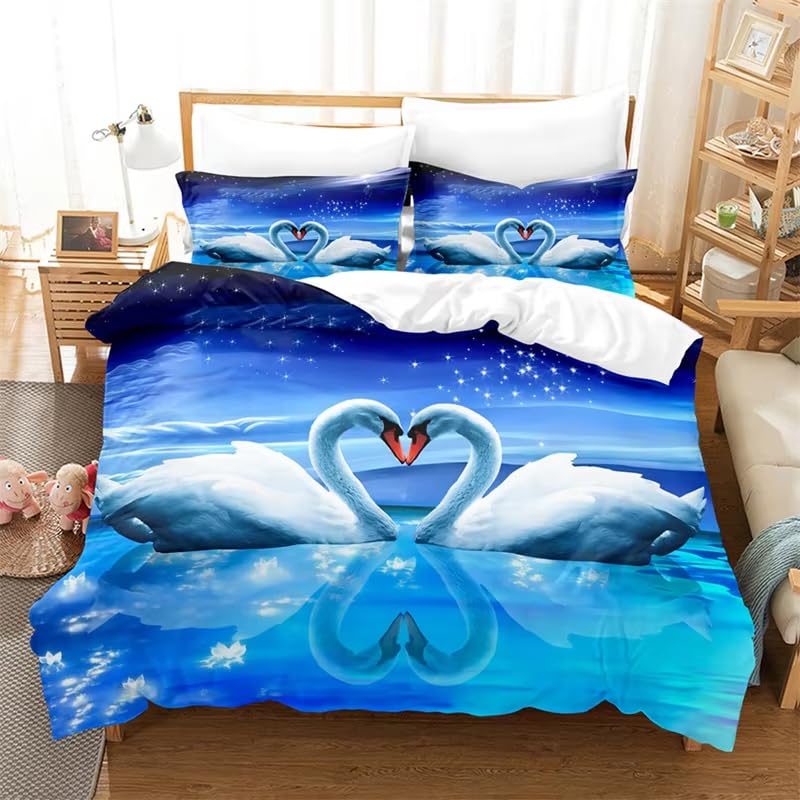 Parure de lit Swan housse de couette 155 x 220 cm grand lit fille garçon et ado