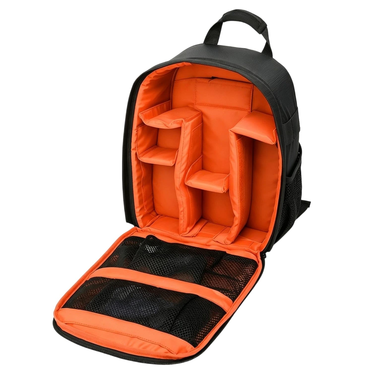 Front Opening DSLR Camera Backpack Mesh Pocket Padded Camera Backpack Safeguarding Photo Storage Black for Photographers, Orange, S-image-45
