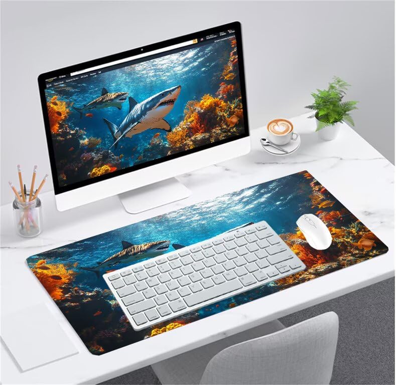 Tapis de souris XXL 1200x600 Requin G1-683 tapis de bureau hydrofuge - 2