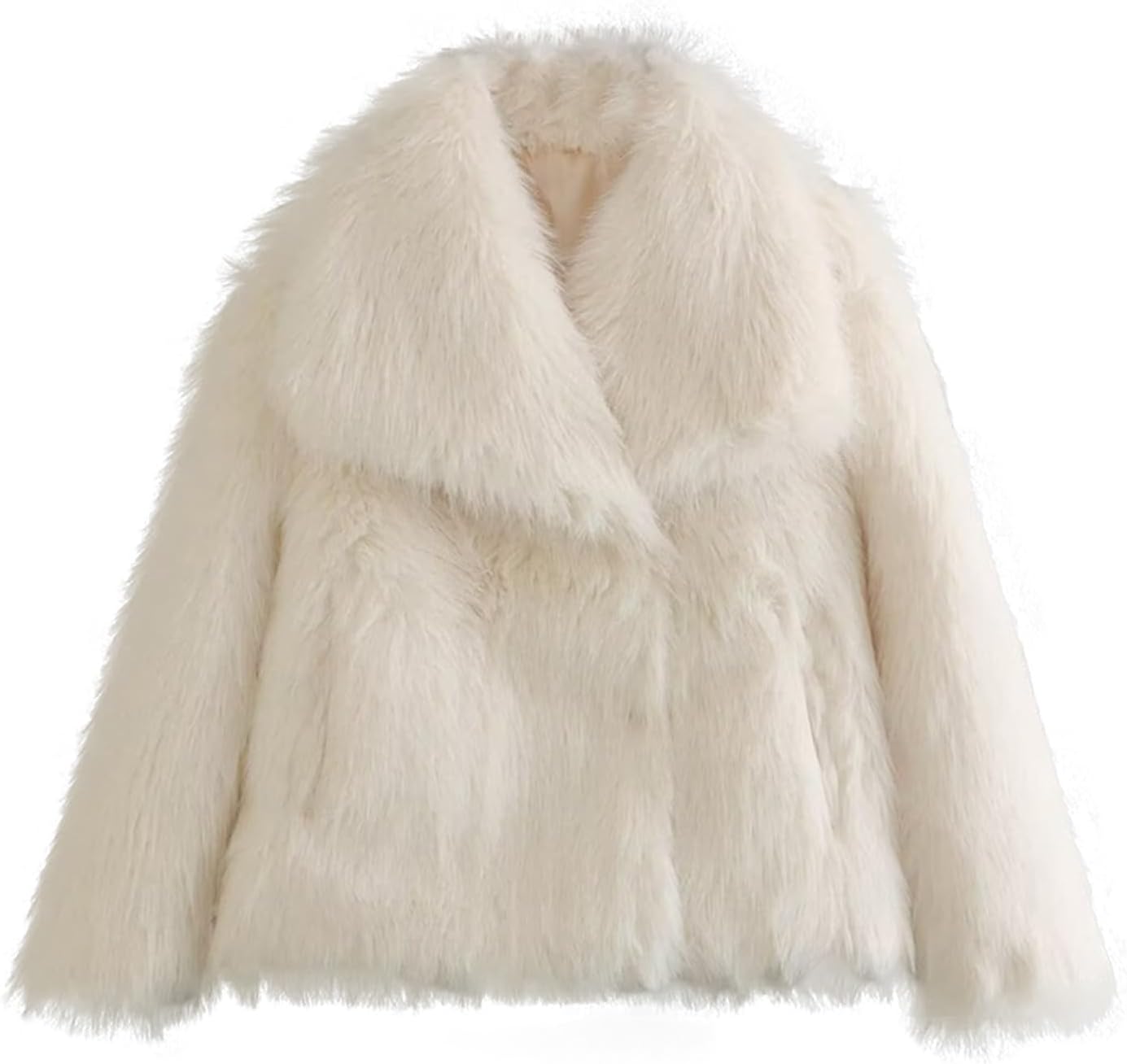 Colf Women's Winter Faux Fur Parka Coat Long Sleeve Lapel Shaggy Jacket Overcoat