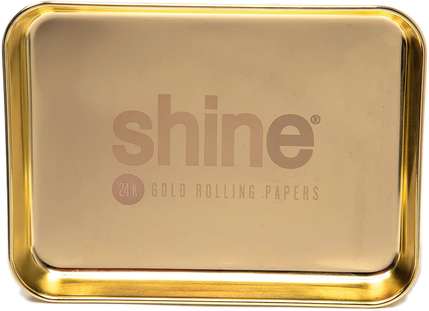Shine Papers Cigarette Rolling Tray with Gold Finish and Smooth Rounded Edges for Luxury Gifts