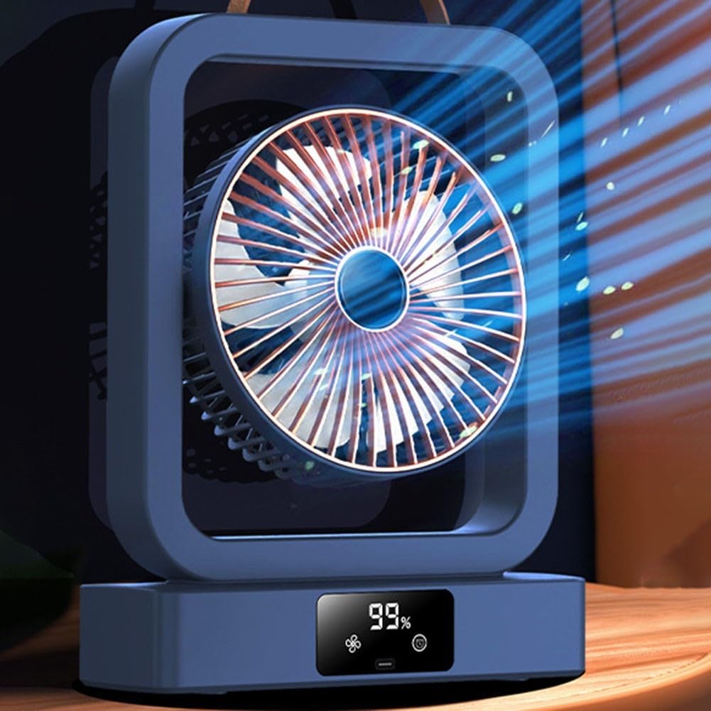 Ventilateur mural pliable USB rechargeable pour bureau et tente (orange)