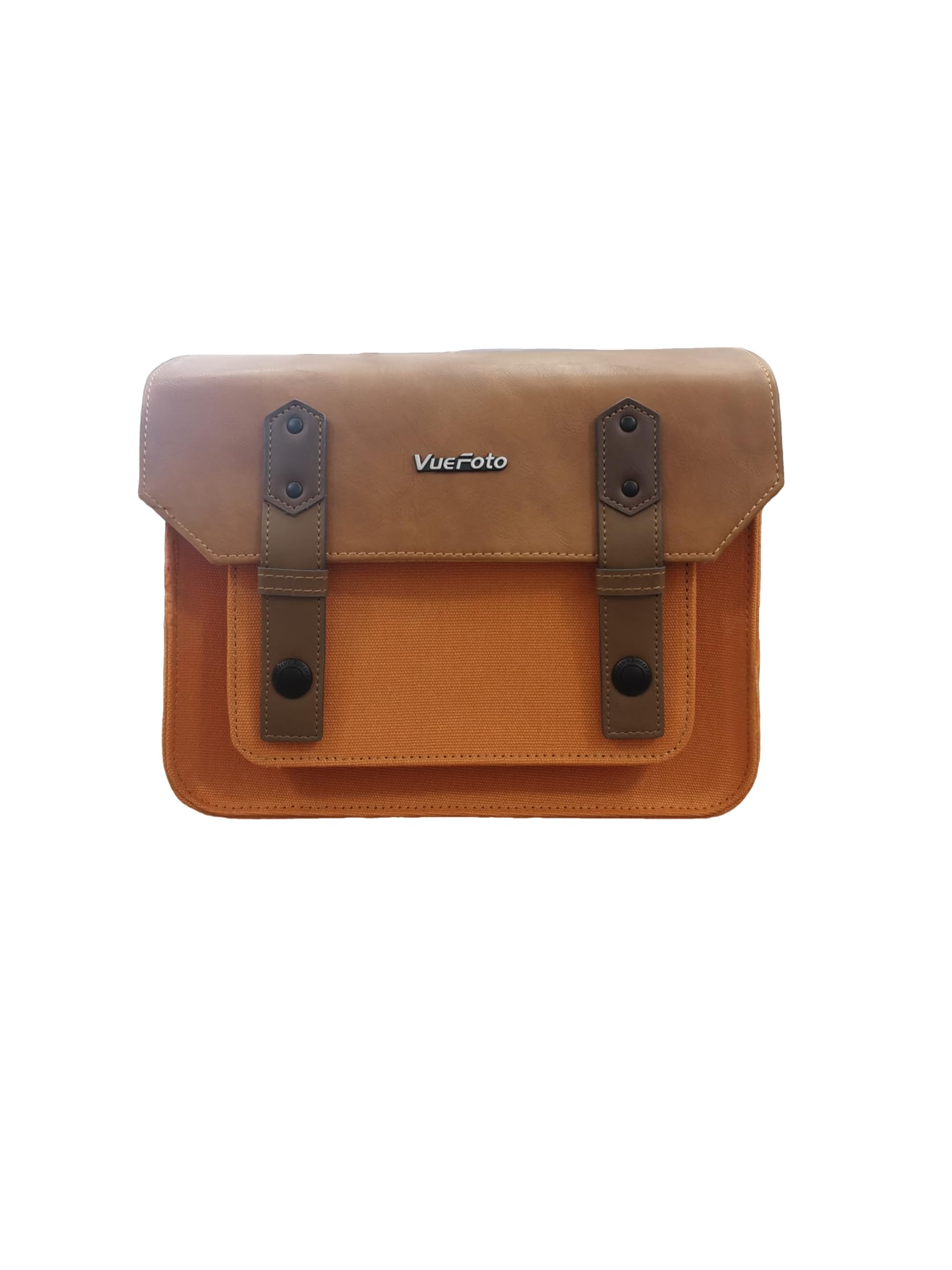 Bolsa de mensajero para cámara, de cuero vintage, con tapa superior, compatible con cámaras Canon, Nikon, Sony SLR/DSLR sin espejo para mujeres y hombres, funda de cuero caqui (naranja
