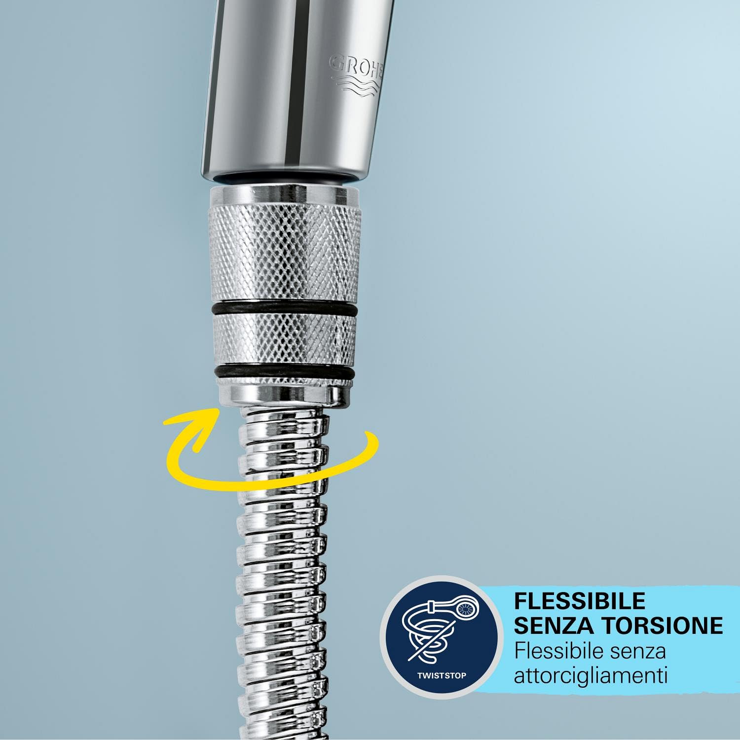 GROHE QUICKFIX VitalioFlex, Flessibile doccia, 1500mm, In metallo, con sistema antitorsione Twistfree, 22101000