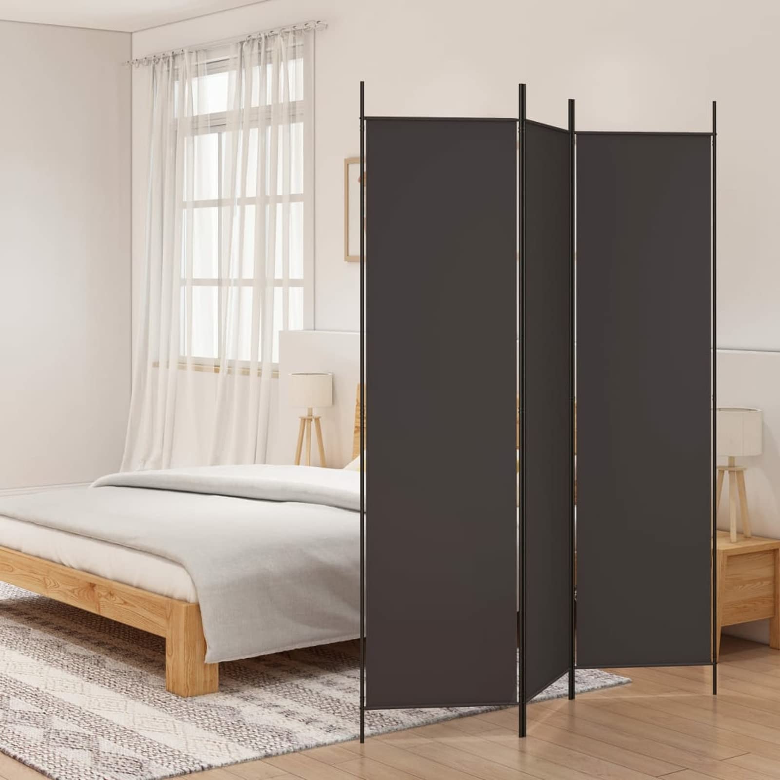 Homgoday Divisorio a 3 Pannelli Marrone 150x200 cm in Tessuto, Divisorio per Ambienti, Paravento da Interno Decorativi, Separé Divisorio Pannelli Divisori per Interni Casa
