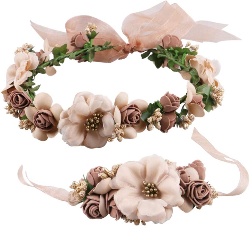 MioClothFlower Crown Headband Garland Corsage Wedding Party Wreath Women Girl Champagne