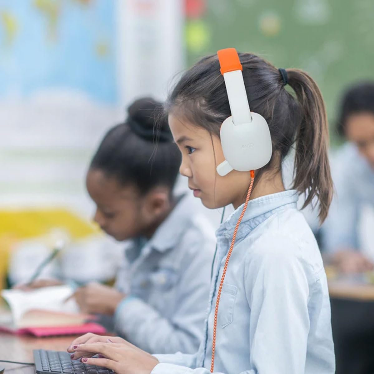 Avid AP-400 WonderEars Kids Headphone with Microphone, TRRS, Orange - Image 5