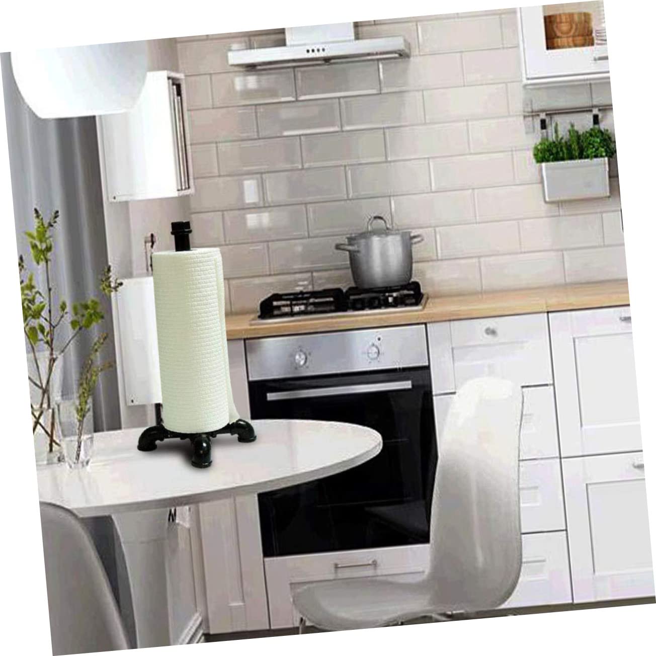 Gadpiparty Portarotolo da Cucina in Ferro Stile Industriale Vintage, Nero, da Tavolo, Resistente All’usura alle Cadute, per Uso Quotidiano