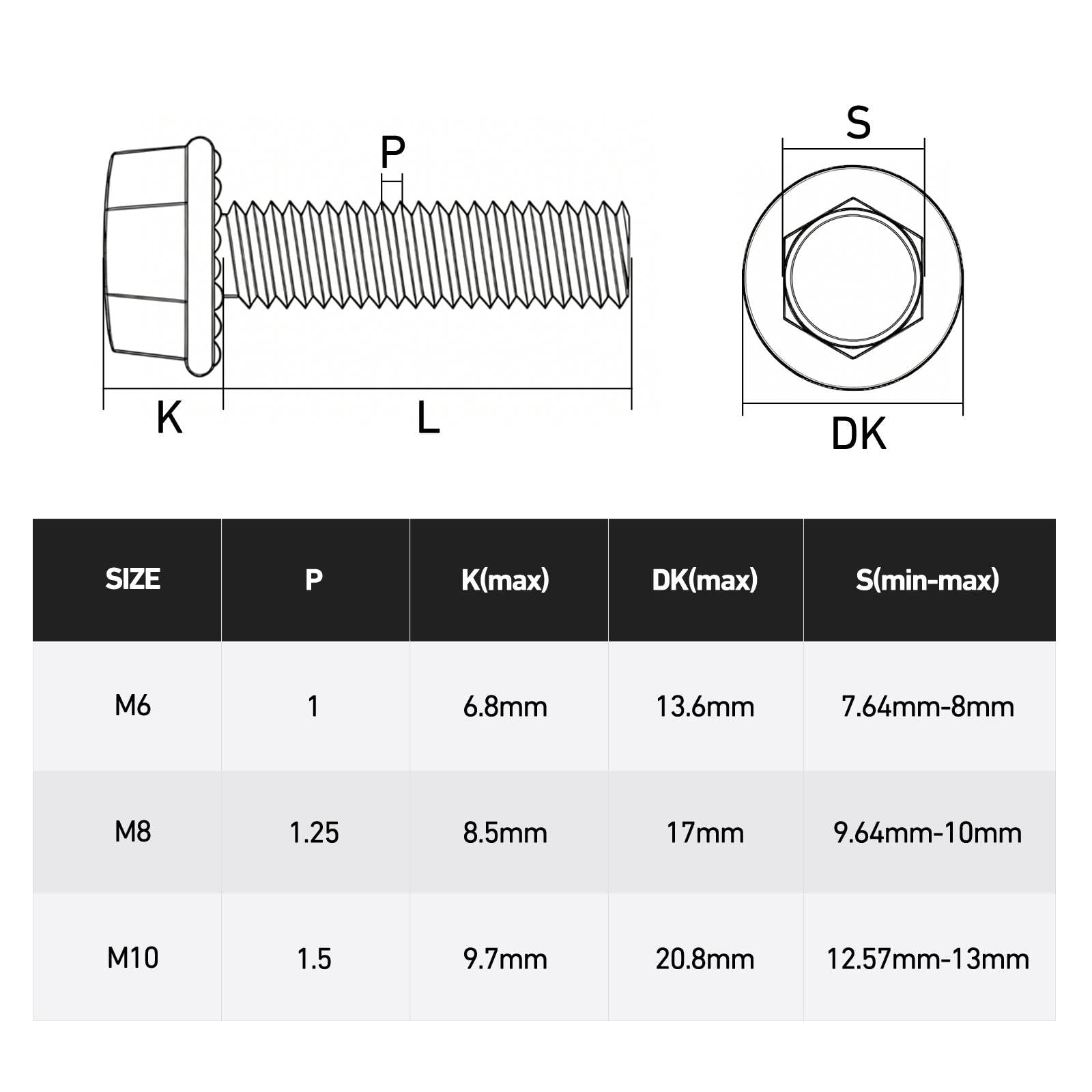 M8 Flanged Hex Bolts - 20 Pack, Black Zinc Plated -6