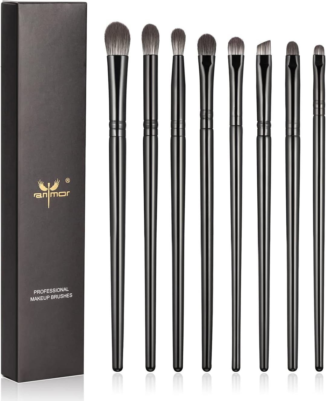 Anmor Eyeshadow Brush Set, 8 Pcs Professional Eye Makeup Brushes for Eyeshadow Eyeliner Eyebrow Concealer Blending Blooming Crease Shading, Superior Soft Luxurious Eye Shadow Brushes with Nano-fiber