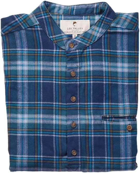 Lee Valley, Ireland Flannel Cotton Grandfather Shirt (US, Alpha, XX-Large, Regular, Regular, Blue and Navy Tartan) - Image 7