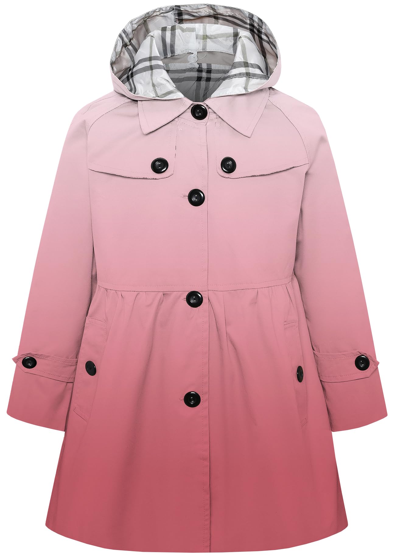 Betusline Girl's Single Breasted Trench Coat Hooded Dress Coat Outerwear