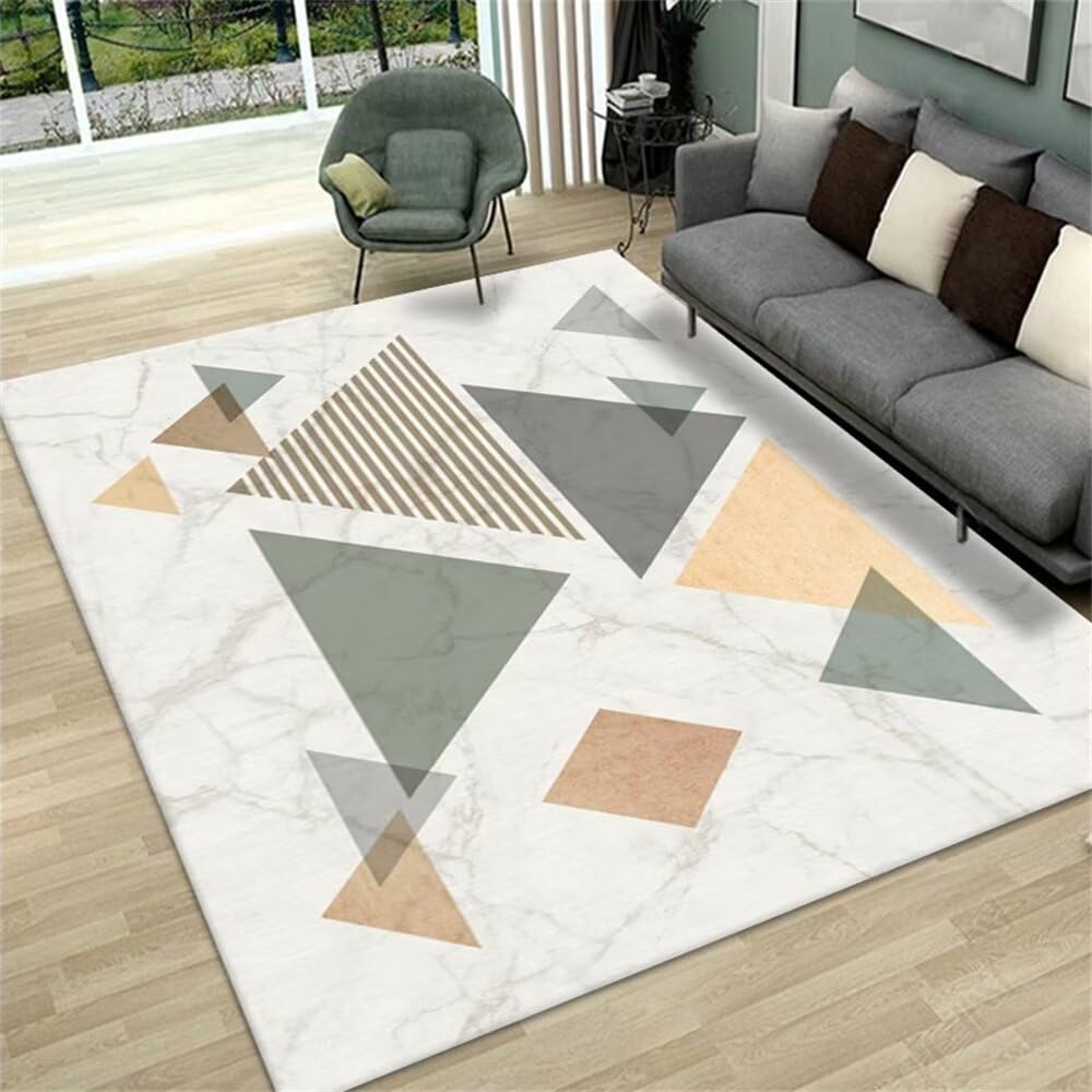 Tapis doux chambre haut de gamme géométrique gris durable
