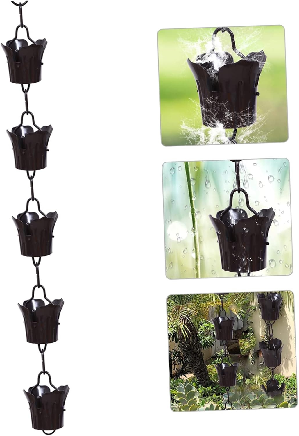 SUPVOX 1m Winter Drainage Chain Villa Roof Gutter Japanese Style Rain Chain for Outdoor Water Collection Unique Petal Design Decorative Rainwater Guide for Gardens and Homes