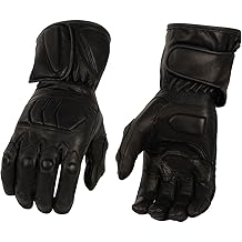 Milwaukee Leather Men's Black Leather Waterproof Gauntlet Motorcycle Hand Gloves-Extra Grip Reinforced Gel Palm SH813