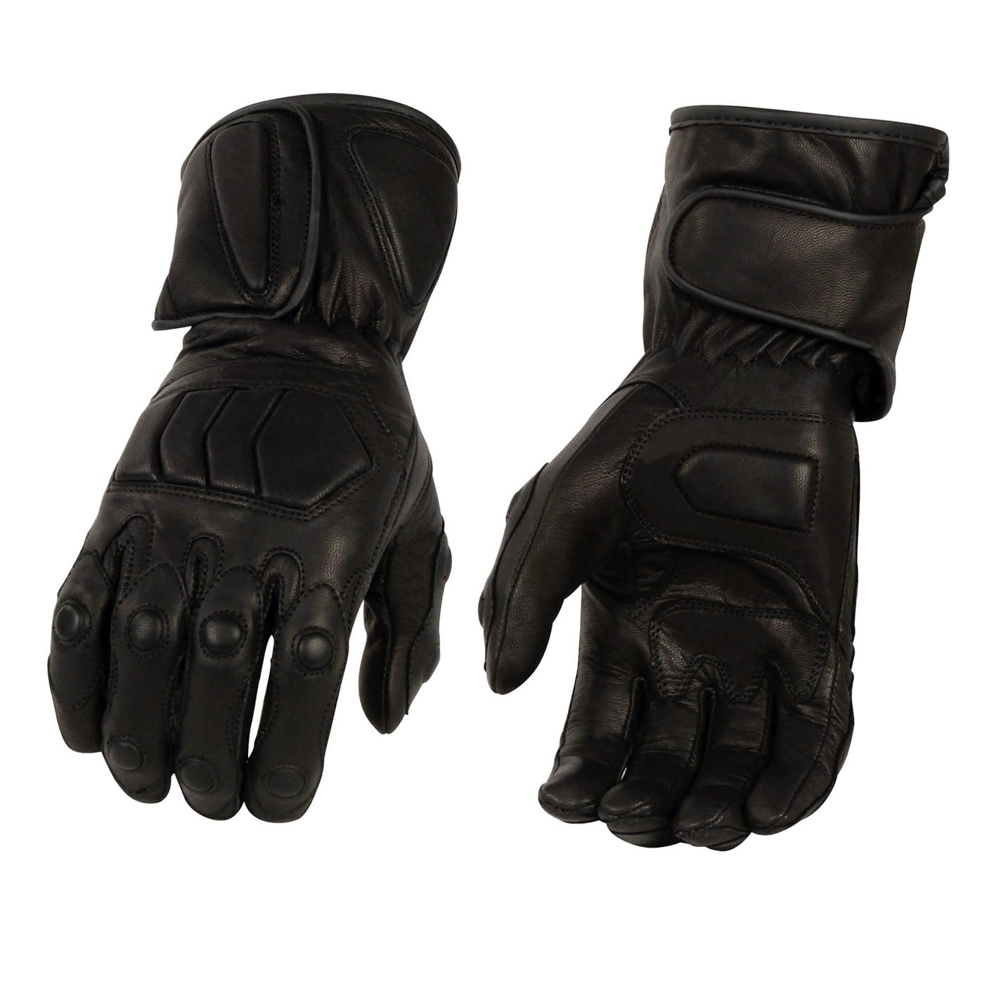 Milwaukee Leather Men's Black Leather Waterproof Gauntlet Motorcycle Hand Gloves-Extra Grip Reinforced Gel Palm SH813 - Large
