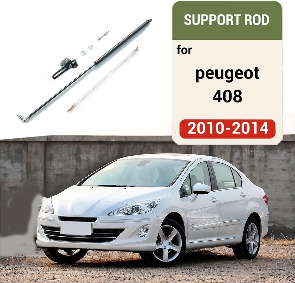 2010-2013 Compatible with Peugeot 408 Car Bonnet Hood Support Hydraulic Rod Strut Bars Lift Spring Shock Bracket Styling(Piano black)