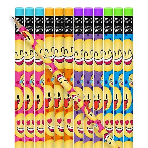 ArtCreativity - Juego de 24 lápices de emoticonos, lápices de escritura...