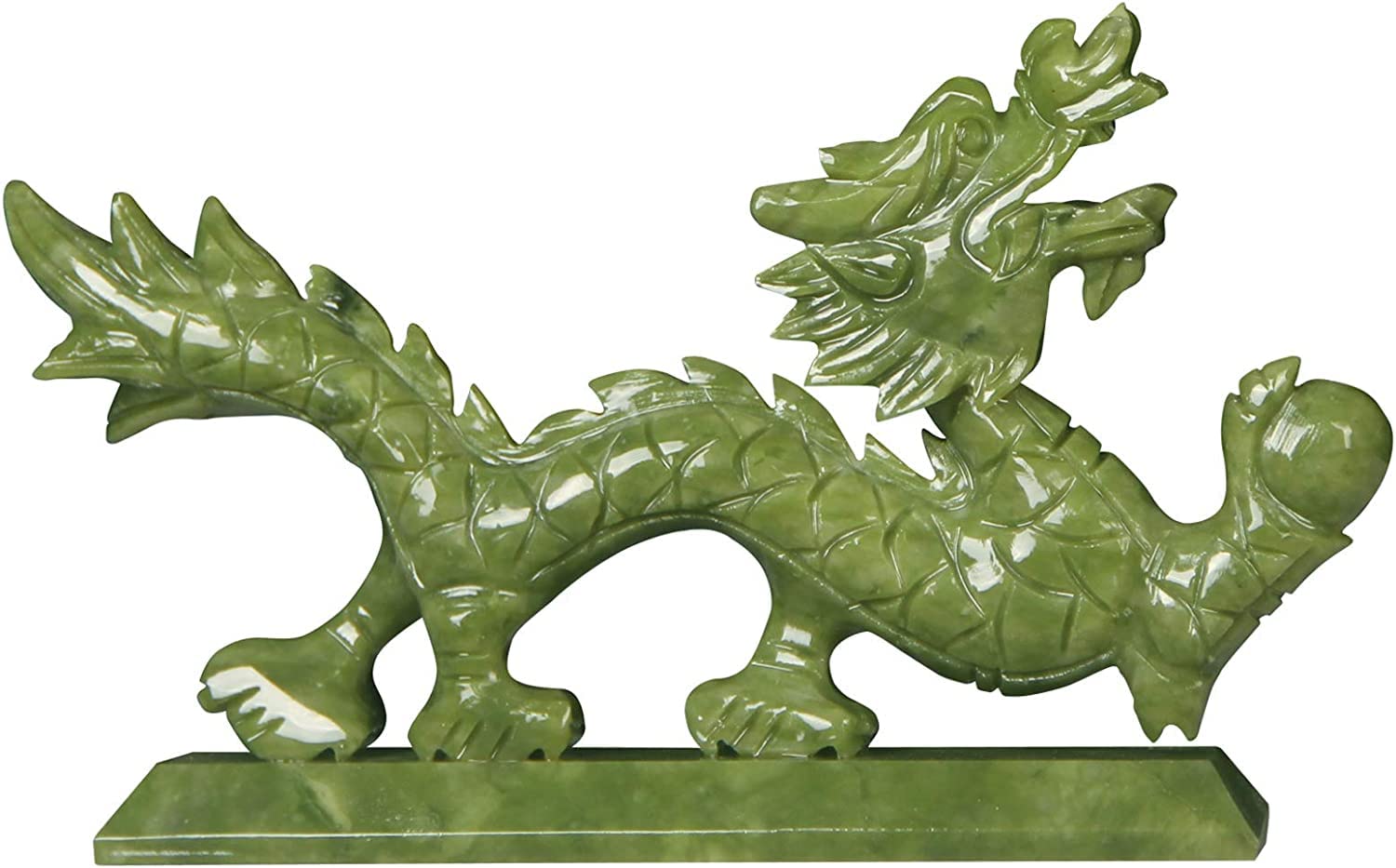 Drachenstatuen, Heimdekoration aus natürlicher Jade, Drachenfiguren, Skulpturen, Sammlerstücke für Glück und Erfolg，Onecolor-28cm