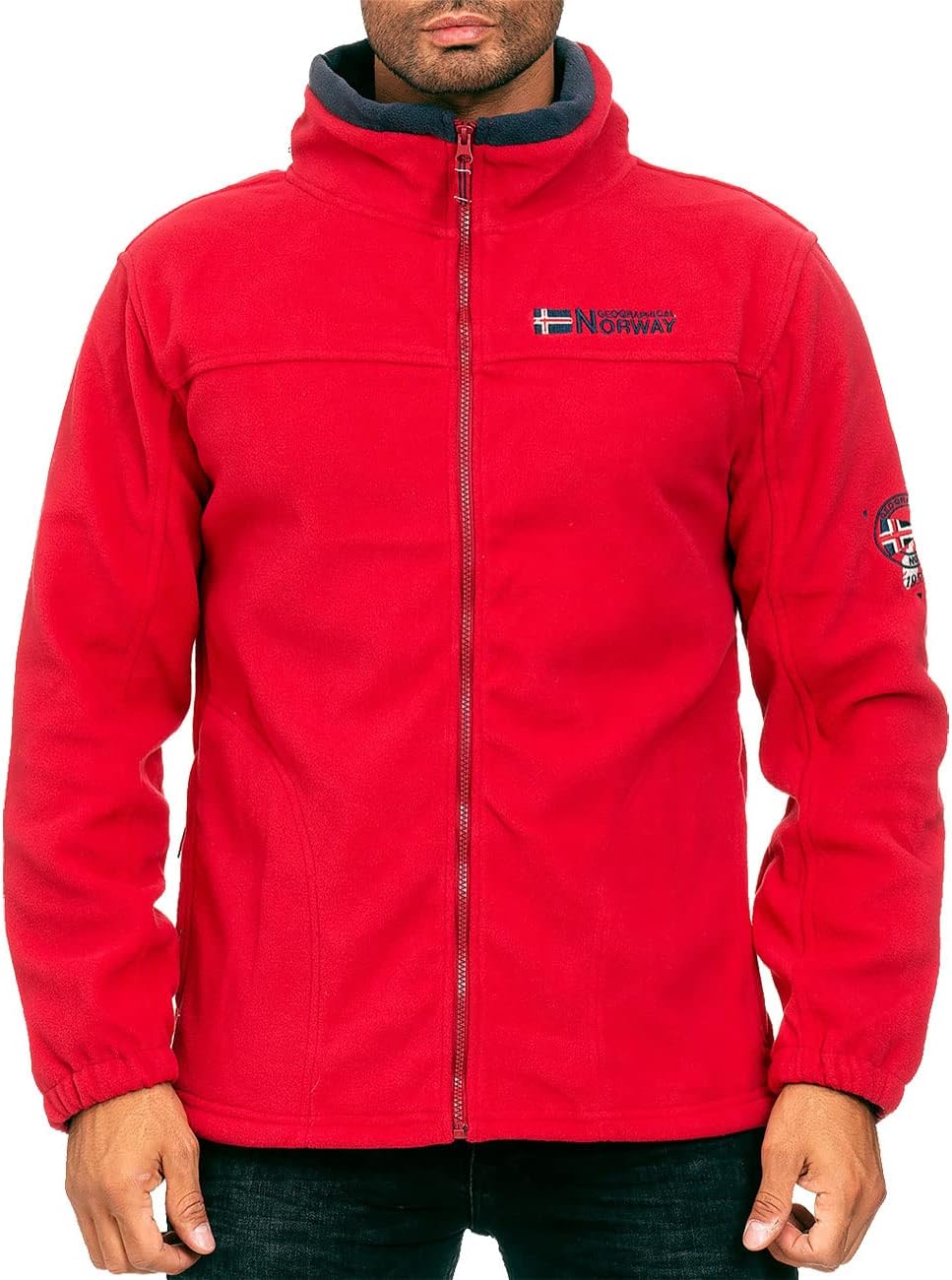 Geographical Norway Herren Fleecejacke mit versteckter Kapuze funktionale Fleece-Übergangsjacke Full Zip Sweatshirt Stehkragen Outdoor Wandern Trekking bans production