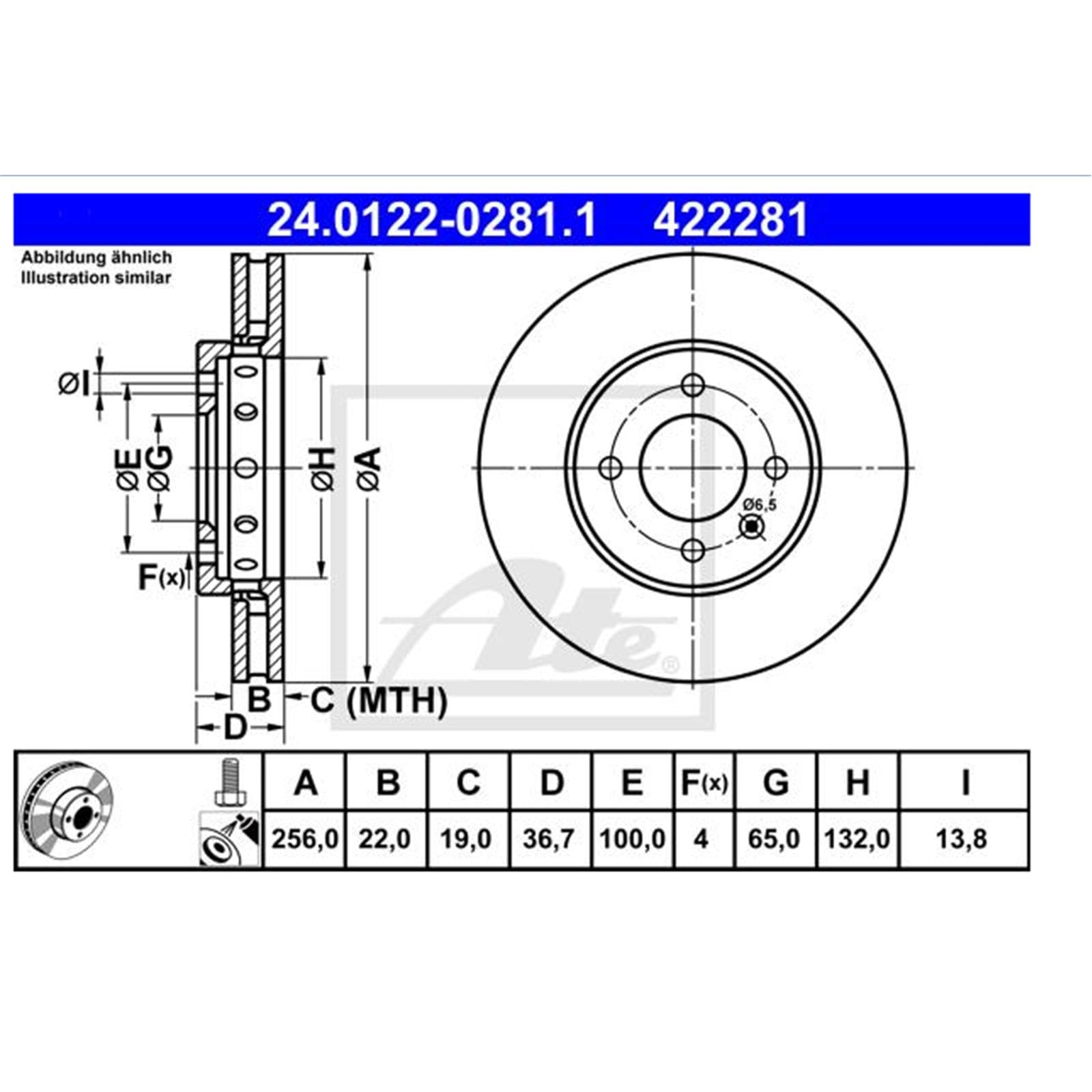 ATE Bremsscheiben 256mm + Beläge vorne