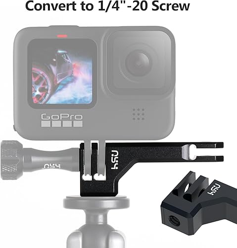 Miniatura 3 de HSU Adaptador de soporte vertical de aluminio con 1/4 "- 20 agujeros para Gopro Hero 13/12/11/10/9/8/7/6/5/4 AKASO Campark Insta360 DJI Osmo Action