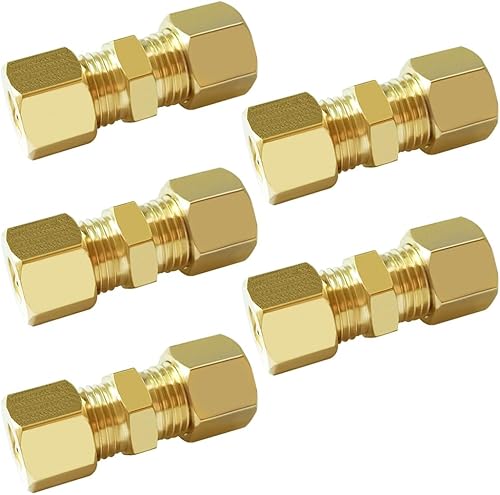Joywayus Tubo de compresión de latón para tubería de tubo de 316 pulgadas de diámetro exterior x 316 pulgadas de tubo de unión de compresión OD (5