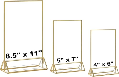 Miniatura 8 de AOVEK Paquete de 8 soportes acrílicos de 8.5 x 11 pulgadas con borde dorado, para exhibición de folletos de documentos de oficina, soportes de menú