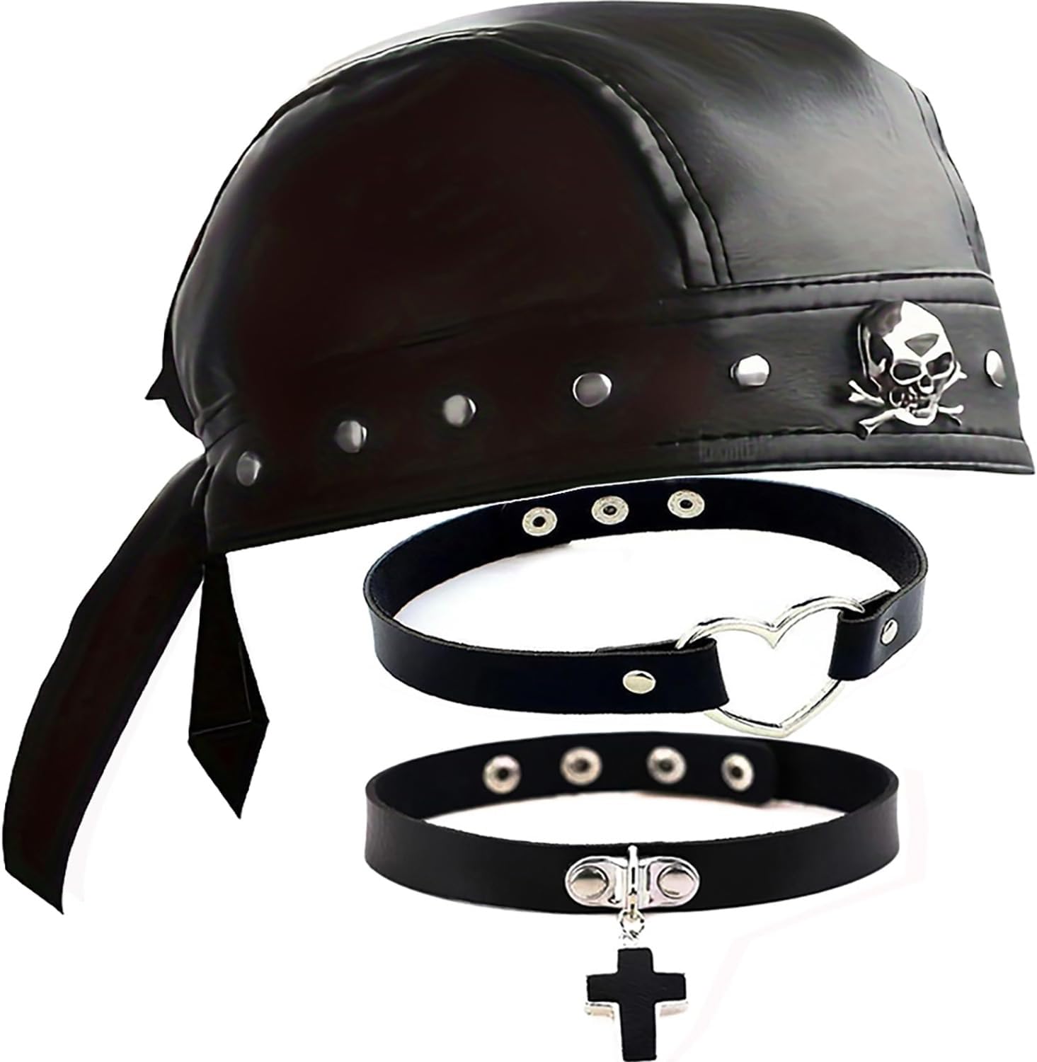 Punk Doo Rags - Skull Cap Bandana - Punk Black Studded Do Rag