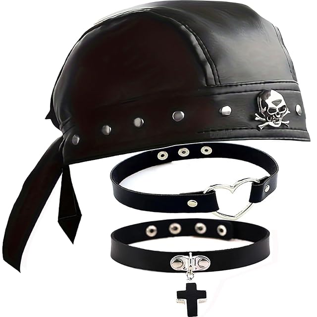 Cagzzee Punk Doo Rags - Skull Cap Bandana - Punk Black Studded Do Rag