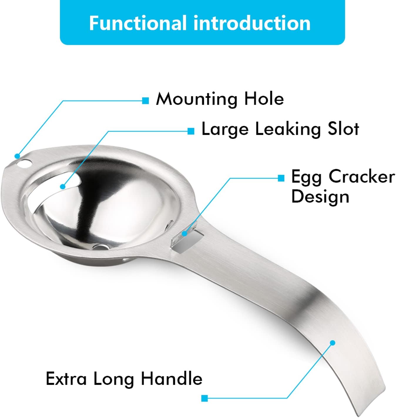 2 Pieces Egg Separator, Stainless Steel Egg White Yolk Filter Egg Sieve Kitchen Gadget Cooking Tool