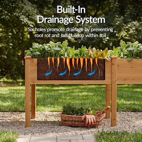 Image of Best Choice Products 72x24x30in Raised Garden Bed, Elevated Wood Planter Box Stand for Backyard, Patio, Balcony w /Divider Panel, 6 Legs, 300lb Capacity - Acorn Brown