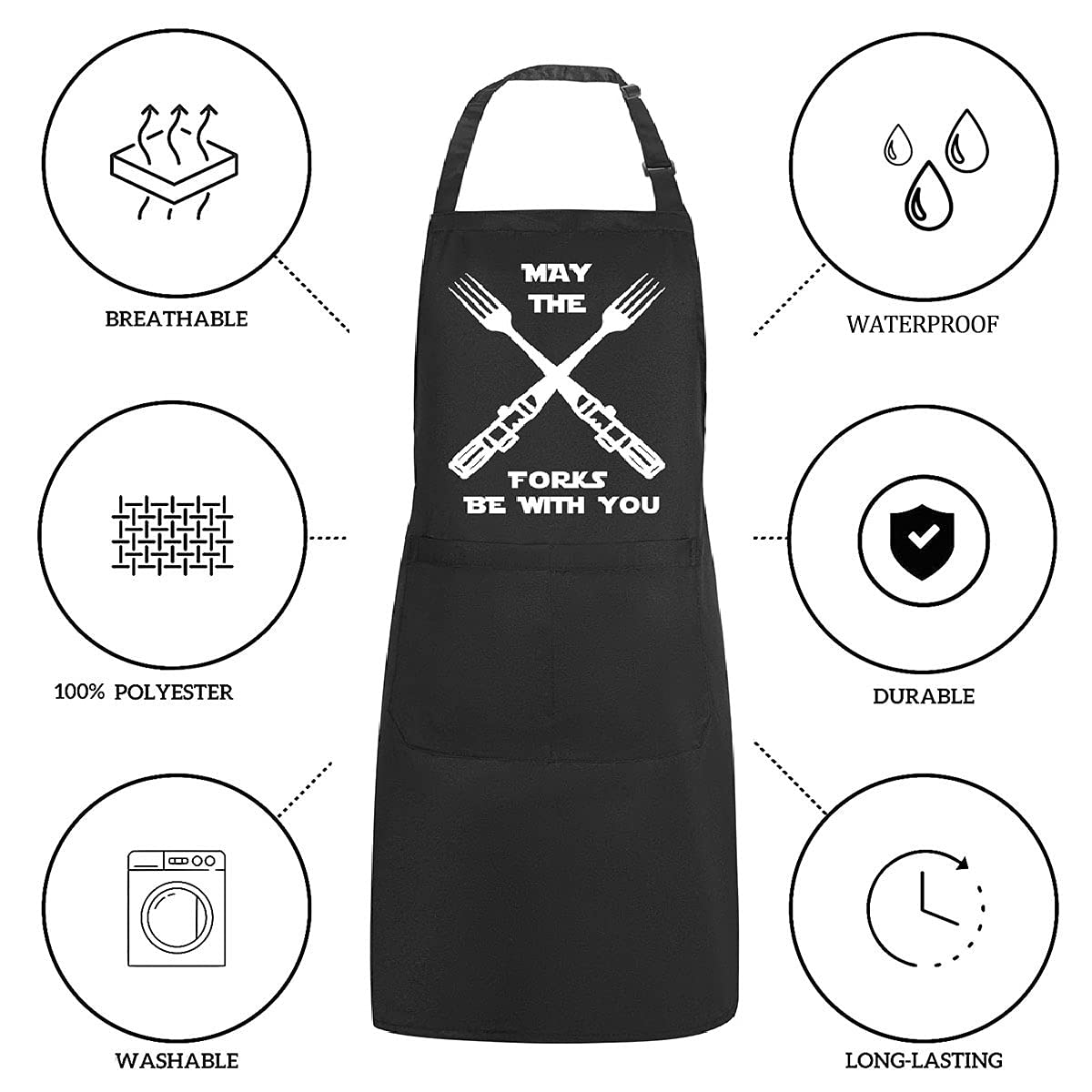 Delantales de cocina para hombres y mujeres, delantal de chef de cocina, regalos para asar a la parrilla para marido y papá