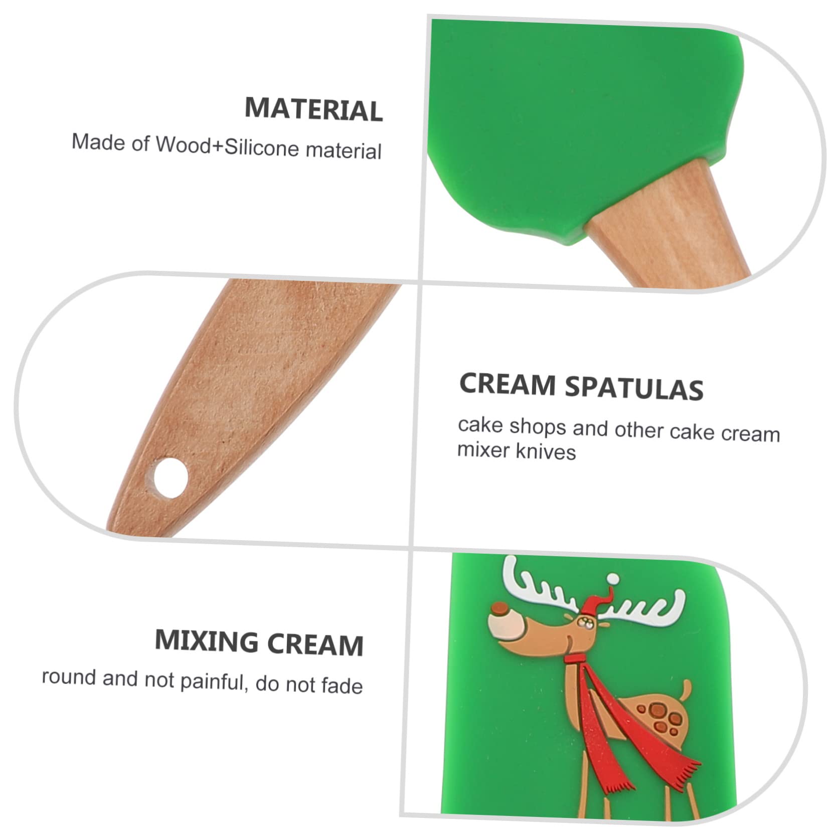 4piezas Espátula De Silicona Para Repostería Mango De Herramientas De Cocina De Diseño Navideño Raspadores De Crema Antiadherentes y Reutilizables Para Mezclar y Decorar