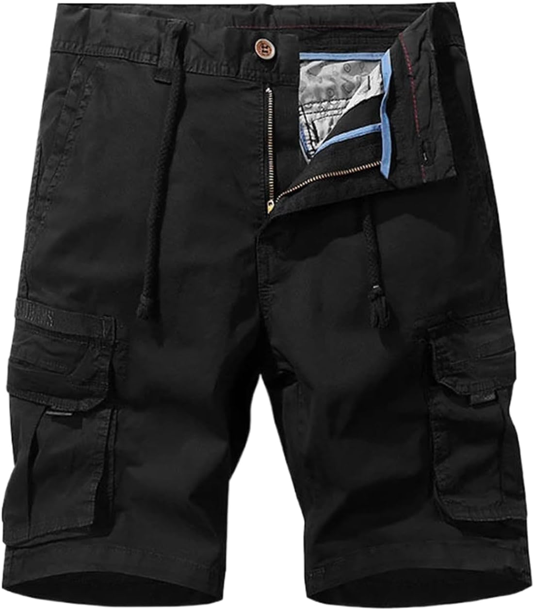 Men Summer Cargo Straight Solid Color Cotton Shorts Men Casual Joggers Shorts Male
