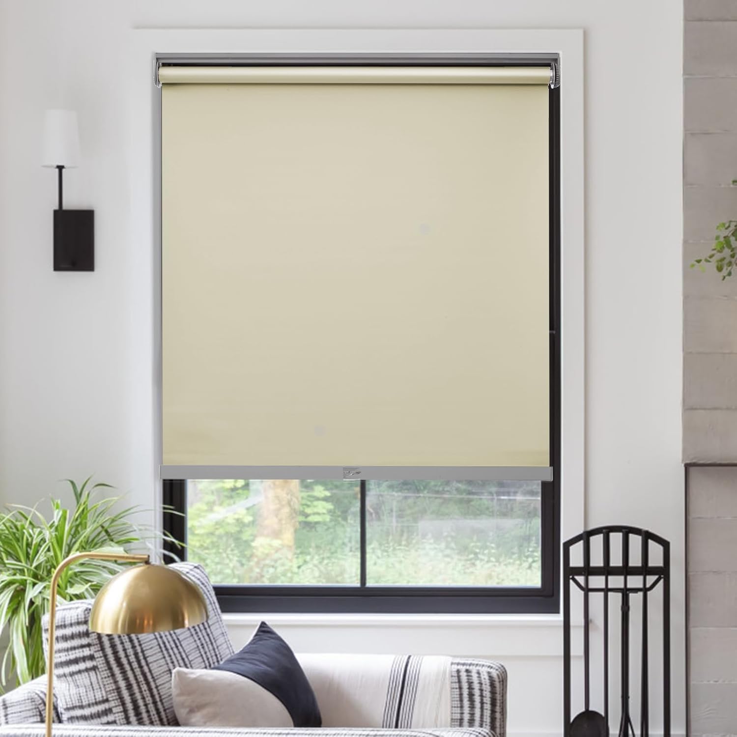 MYshade Free-Stop Cordless Roller Shades for Windows Room Darkening Roller Shades & Blinds Same Color Both Sides Fabric Pull Down Shade for Home Office Indoor Easy to Install Grey(30.5" W X 72" H)