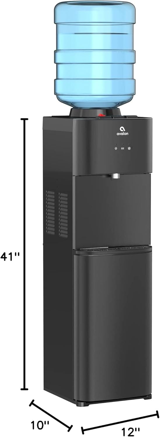 Avalon Top Loading Water Cooler Dispenser - 3 Temperature, Child Safety Lock, Innovative Design, UL Listed- Black Stainless Steel