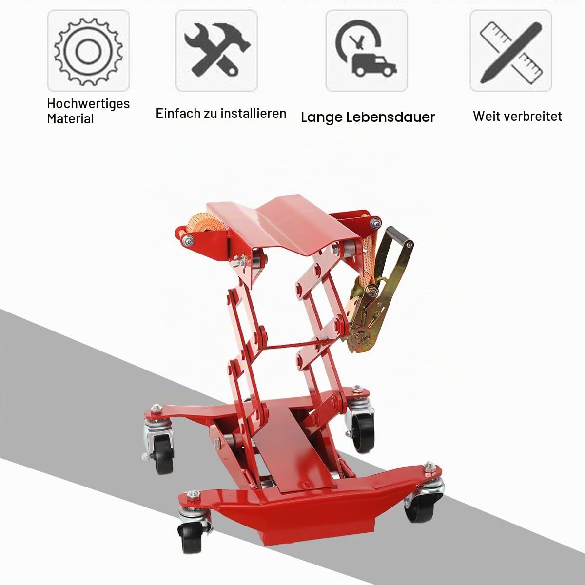Boden Getriebeheber Motorradhebebühne bis zu 200kg Hebebühne 185-590 mm | für Motorräder höhenverstellbarer zwischen 185-590 mm Hebescheren-Mittelständer für Die Mechanische Wartung Verwendet