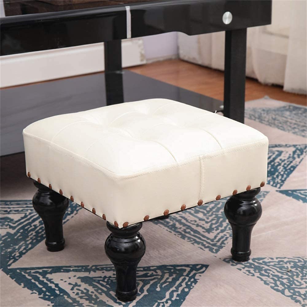 Repose-pieds en similicuir pour soulager les jambes, petit pouf bas carré 34 cm rouge