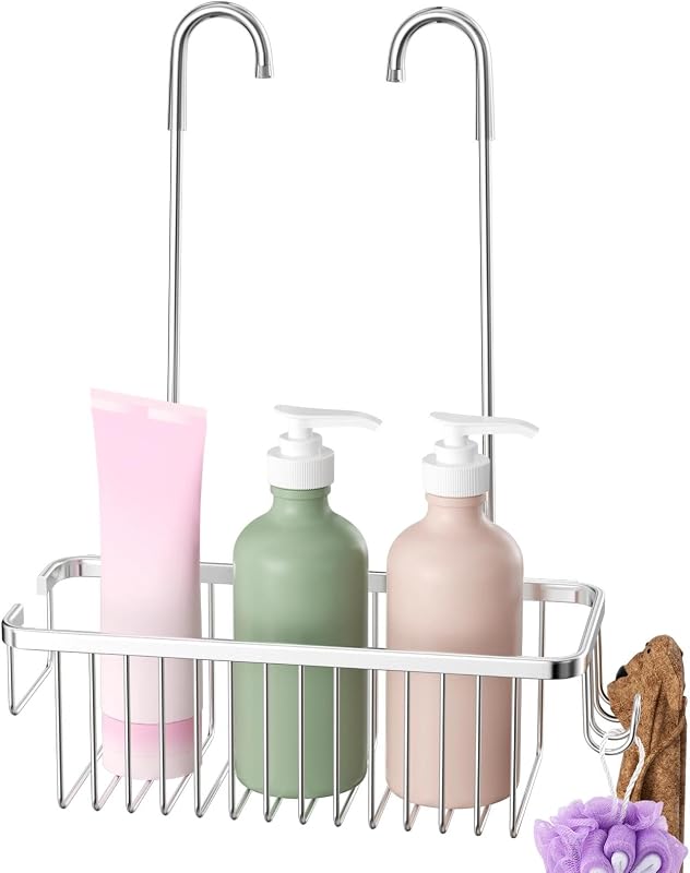 Chiluxendo Estanteria Baño Ducha, Estante Ducha Sin Taladro, Organizador, Cesta Colgante Sin Taladro, Colgador, Soporte, Repisa Baño, Balda, Repisa (Plata)