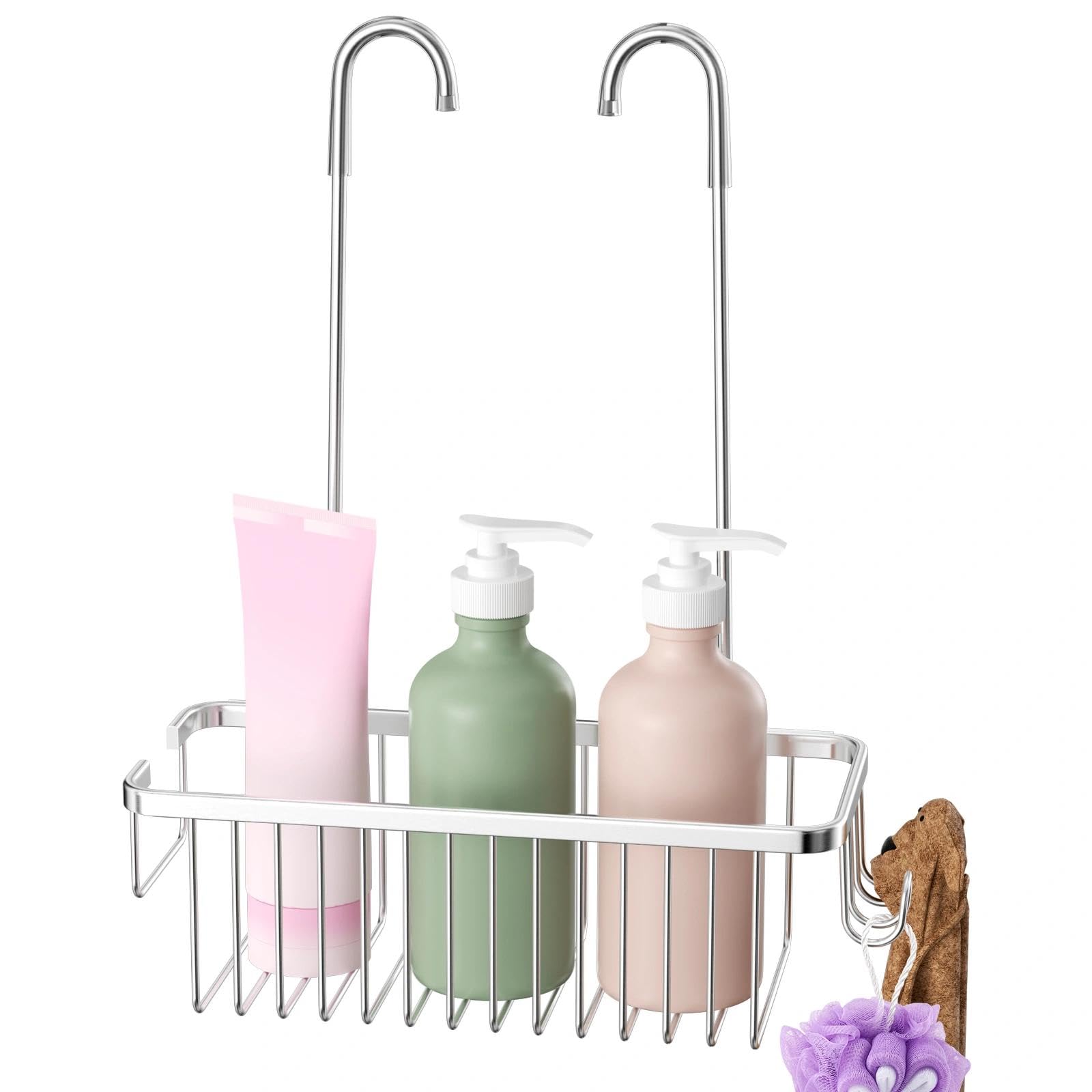 Chiluxendo Estanteria Baño Ducha, Estante Ducha Sin Taladro, Organizador, Cesta Colgante Sin Taladro, Colgador, Soporte, Repisa Baño, Balda, Repisa (Plata) - 1