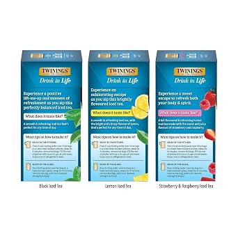Twinings Iced Tea 3 Pack Variety Bundle (Black, Lemon Black, and Strawberry & Raspberry) 72 Count (Pack of 3), Makes 36 Pitchers or 432 Servings, Unsweetened, Caffeinated