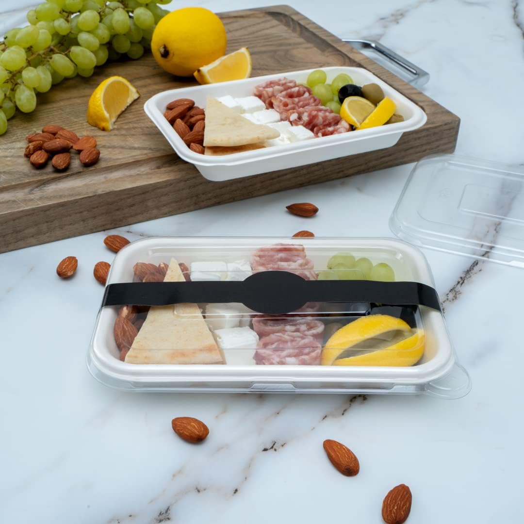 Restaurantware RW Base 12 x 1.5 Inch Packaging Bands 100 Self-Adhering Belly Bands - Disposable Strong Black Paper Label Stickers For Packaging Supplies Keeps Take Out Containers Sealed (Pack of 2)