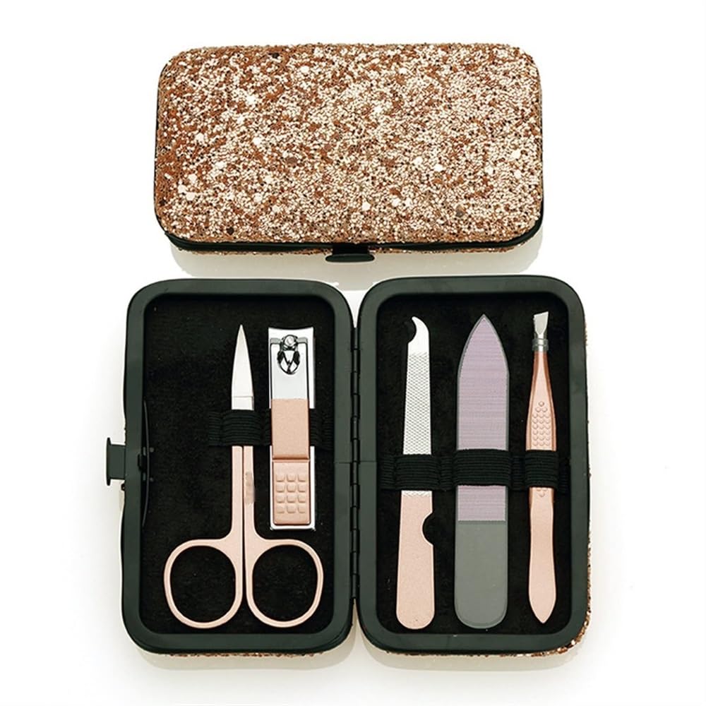 Nagelknipser-Set, professionelle Edelstahl-Fingernagelpflege-Werkzeuge, Schere, Ohrlöffel und Maniküre-Werkzeuge für Nagelpflege und Schönheit (5 Stück) für Füße, Nagelschneider und Zehennagelknipser