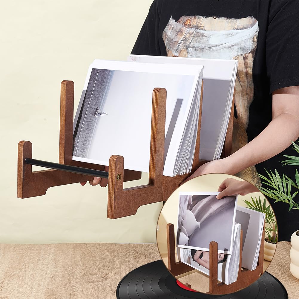 3-poziomowy drewniany stojak na płyty winylowe, uchwyt na album Sienna na 50 płyt LP, stojak do przechowywania, stylowa półka dla miłośników muzyki, 37 x 22,5 x 26,5 cm